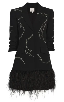 Feather And Script Embellished Joel Dress