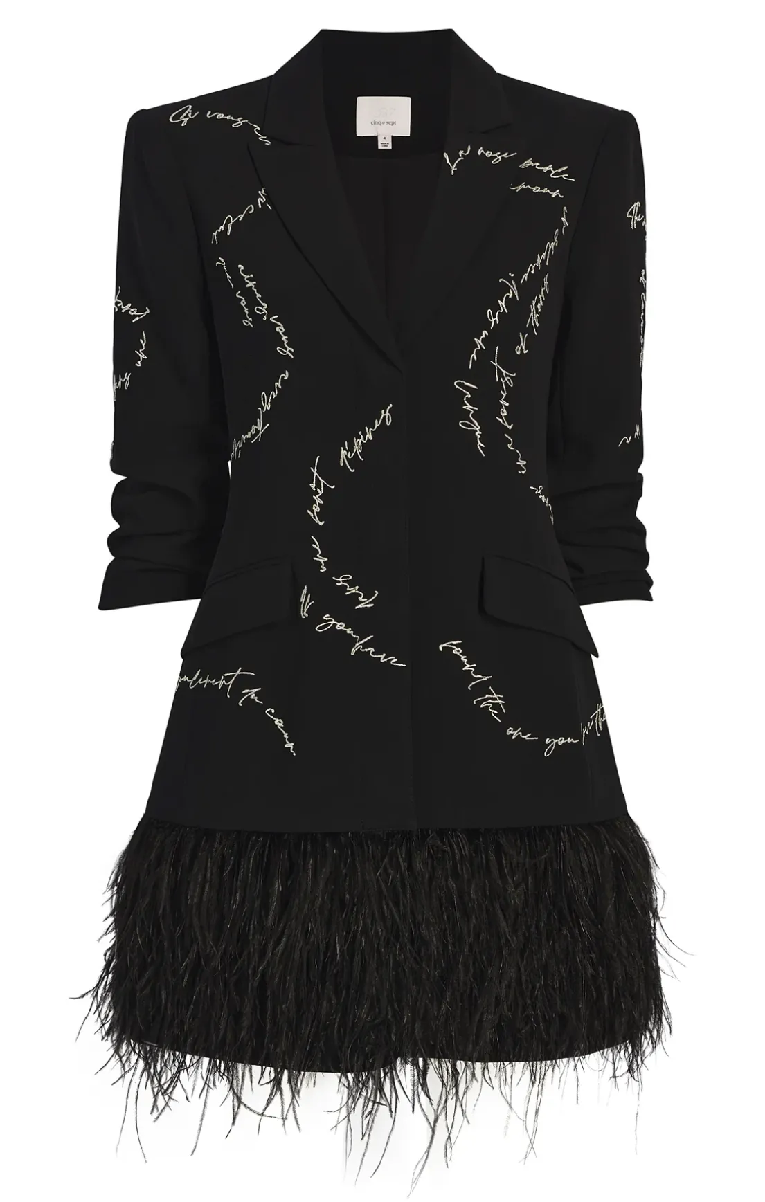 Feather And Script Embellished Joel Dress