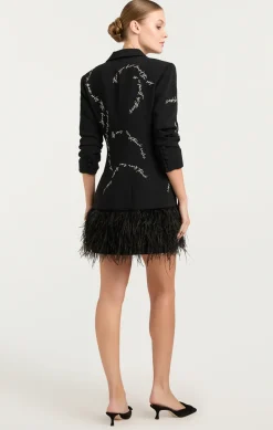 Feather And Script Embellished Joel Dress
