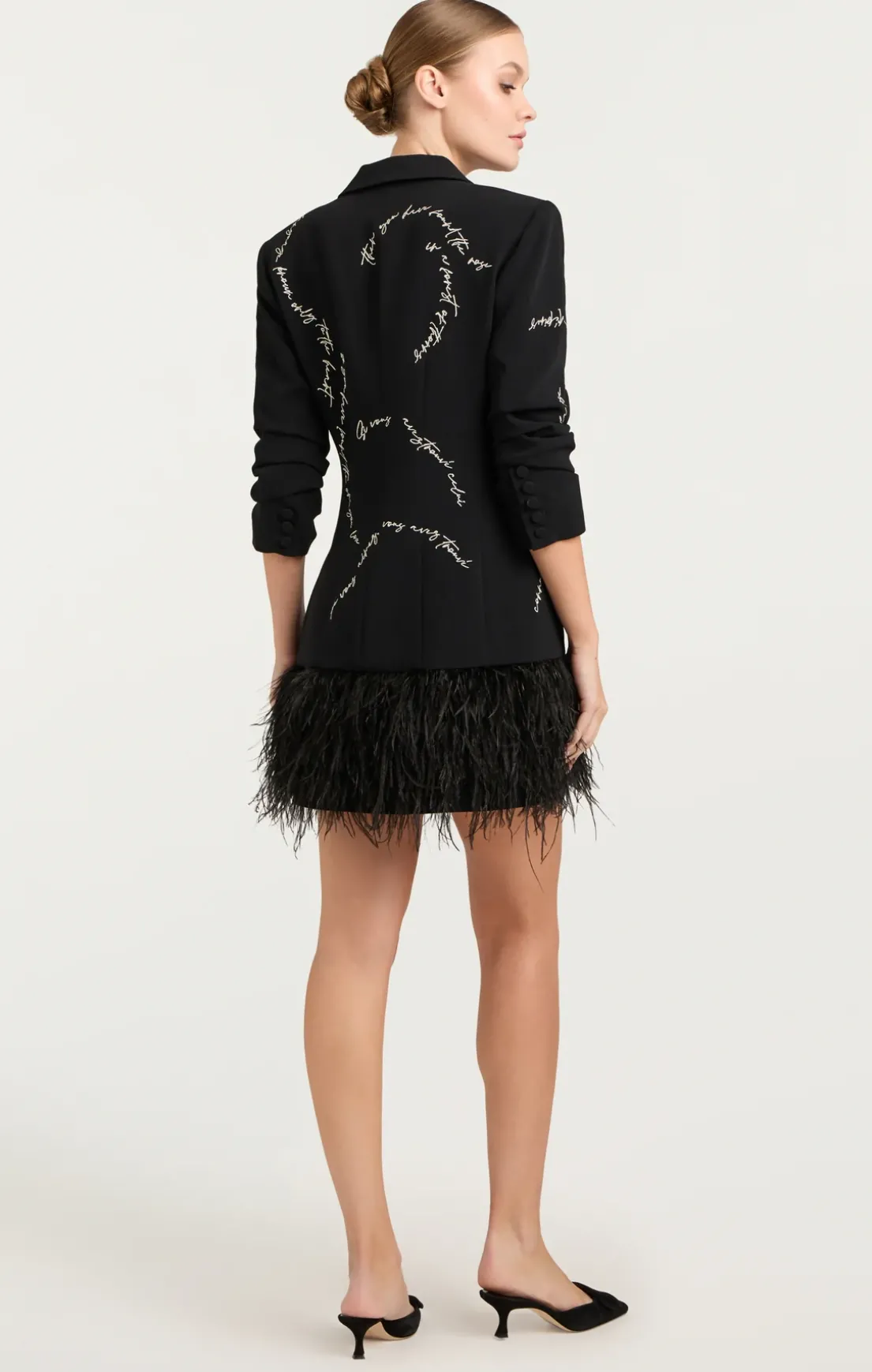 Feather And Script Embellished Joel Dress