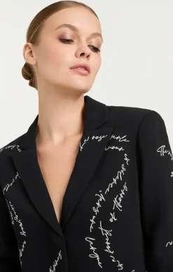 Feather And Script Embellished Joel Dress
