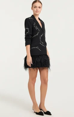 Feather And Script Embellished Joel Dress