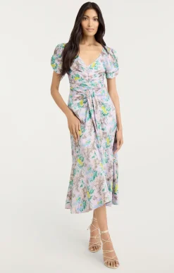 Light Washed Floral Walker Dress