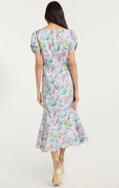 Light Washed Floral Walker Dress
