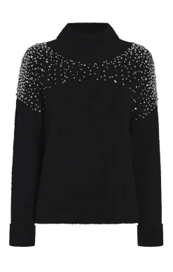 Rhinestone Crackle Embellished Alani Turtleneck