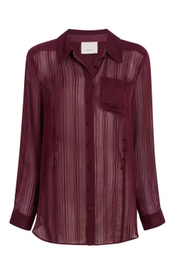 Sheer Stripe Shirred Kandice Top